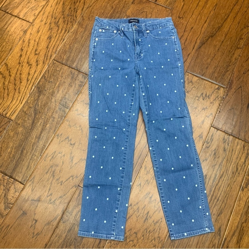 J crew women’s vintage straight polka dotted jeans